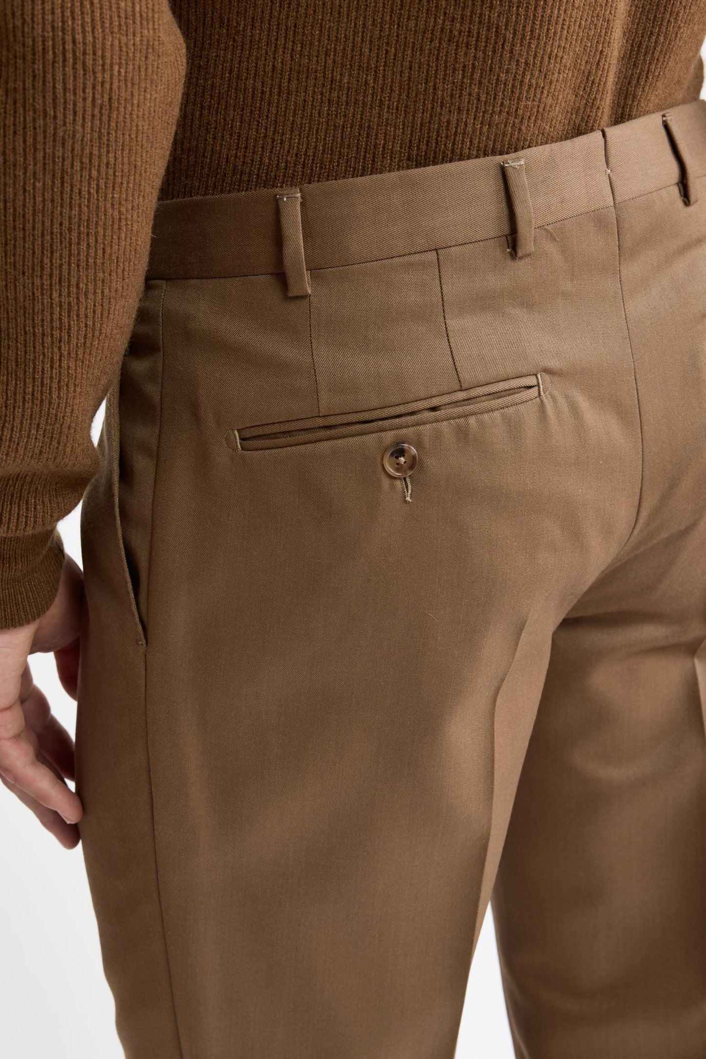 Medium Beige Wool & Cashmere Super 120's Signature Trousers Royal Gabardine
