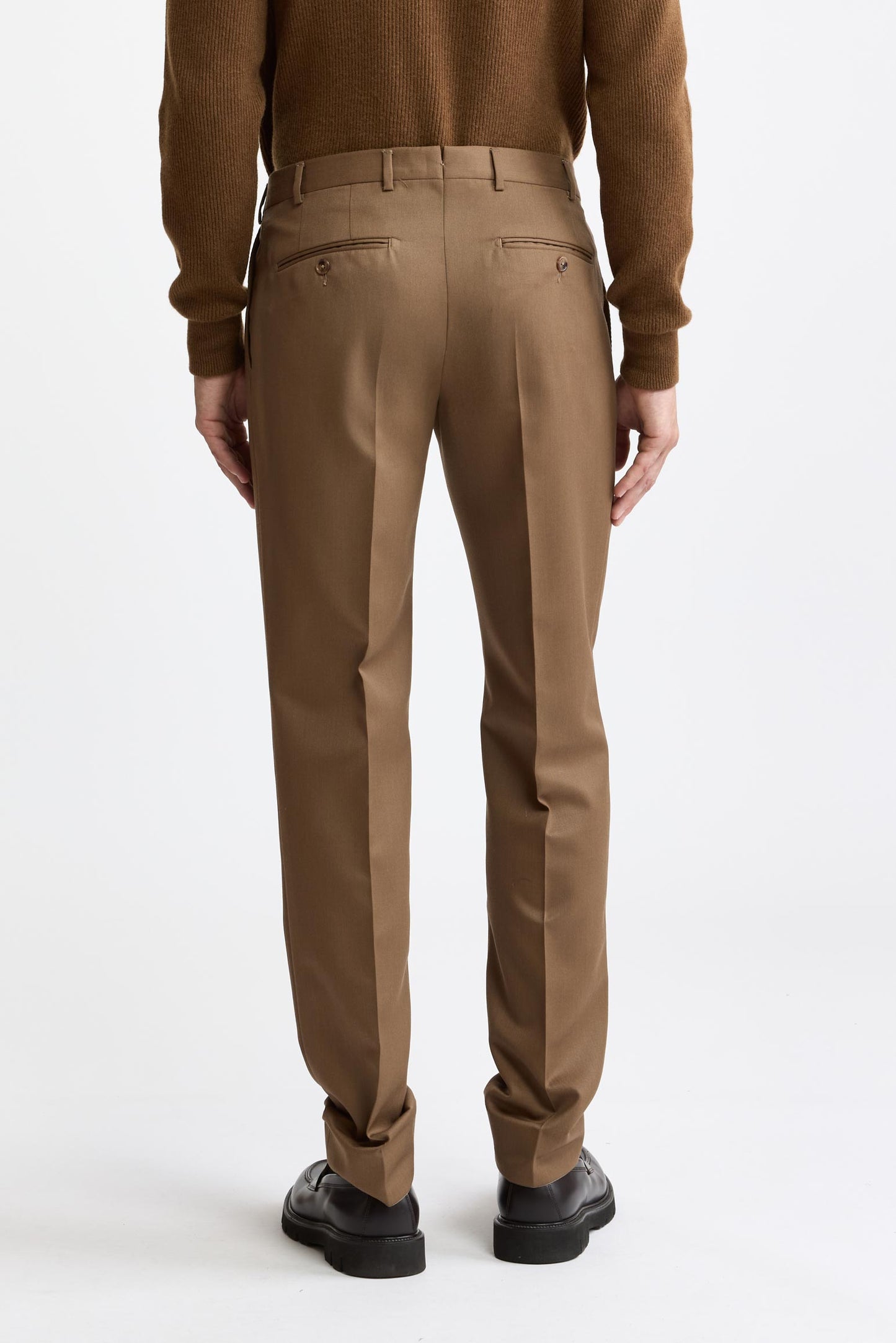Medium Beige Wool & Cashmere Super 120's Signature Trousers Royal Gabardine