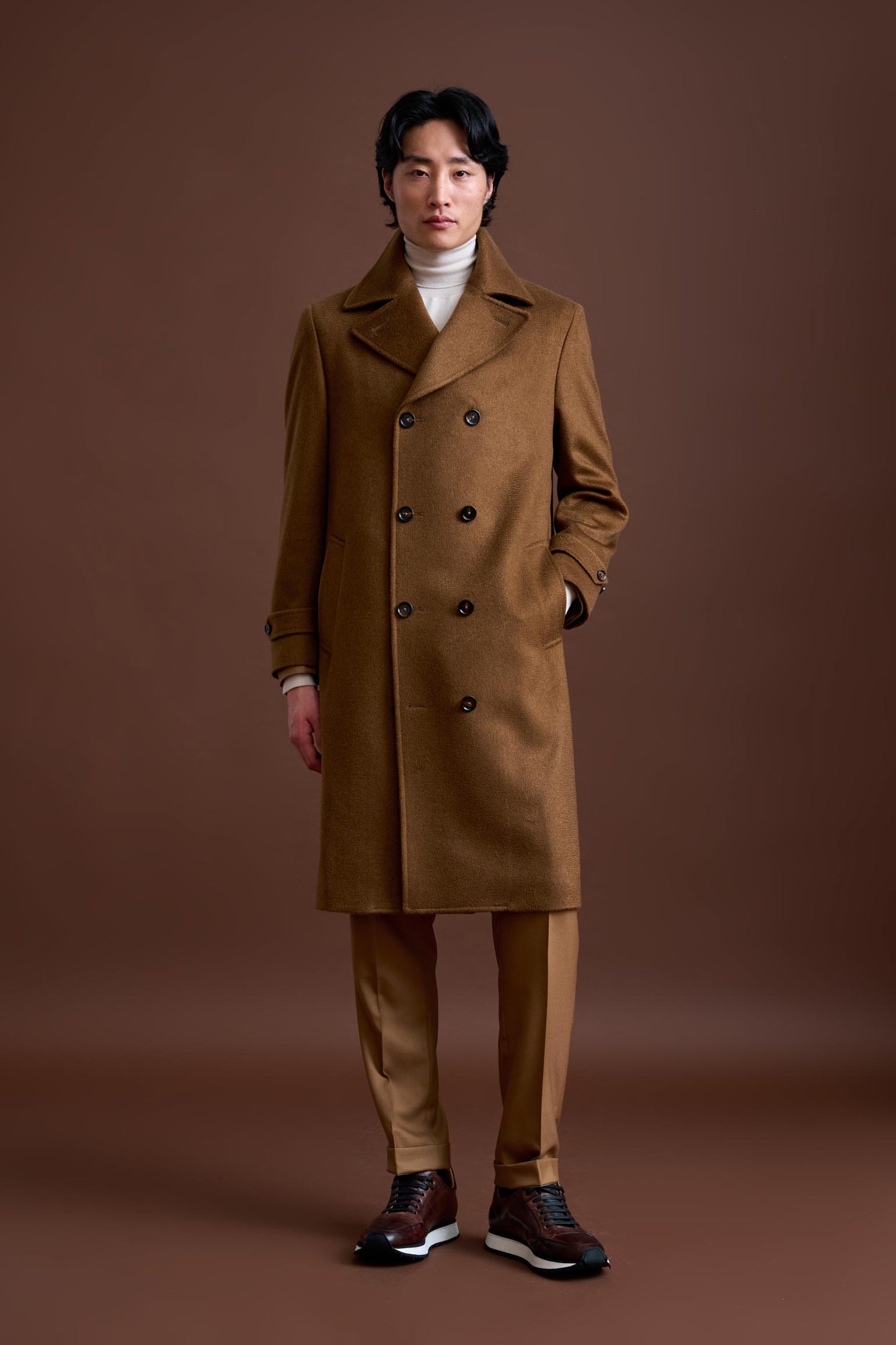 Brown 100% Cashmere Sheffield Overcoat Zeus