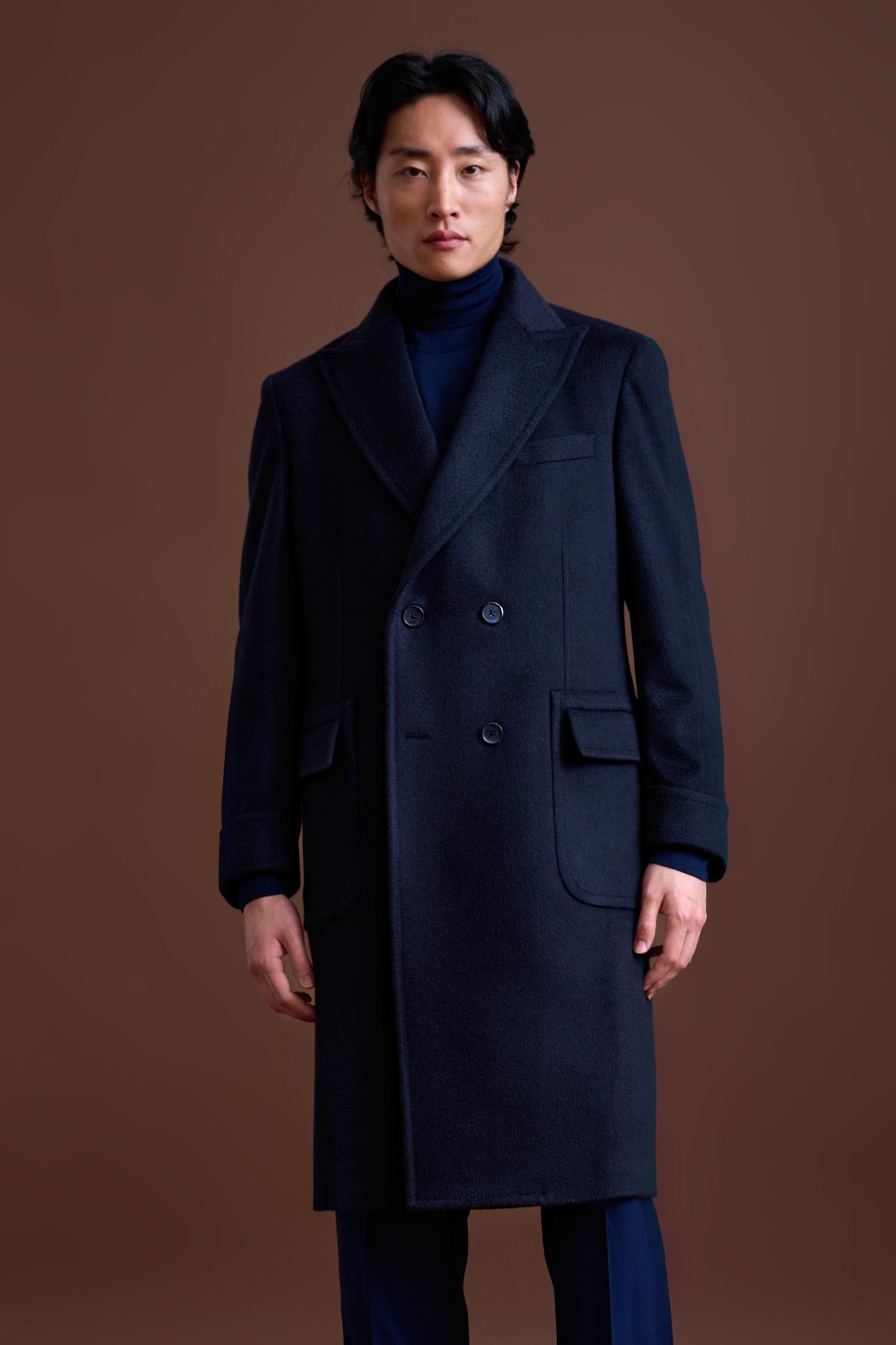 Navy 100% Cashmere Guildford Overcoat Zeus - View 2