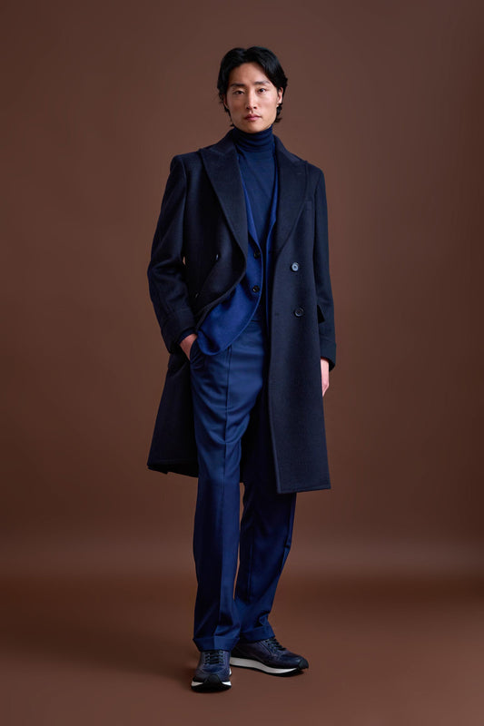 Navy 100% Cashmere Guildford Overcoat Zeus - View 3