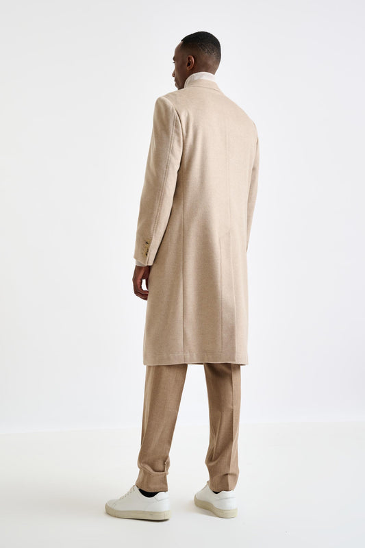 Beige 100% Cashmere Hereford Overcoat Zeus - View 1