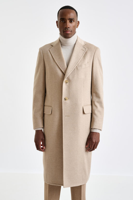 Beige 100% Cashmere Hereford Overcoat Zeus - View 2