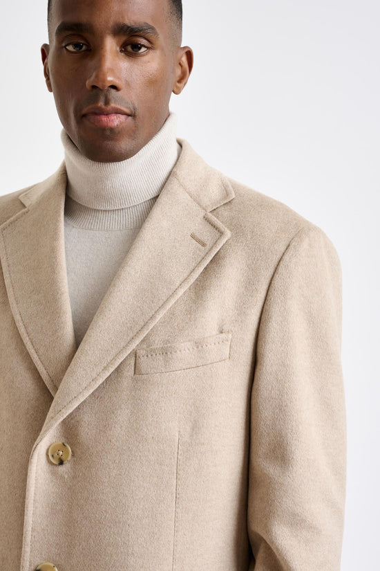 Beige 100% Cashmere Hereford Overcoat Zeus - View 5