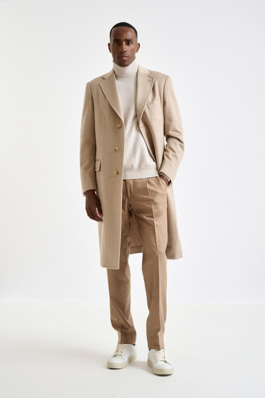 Beige 100% Cashmere Hereford Overcoat Zeus - View 7