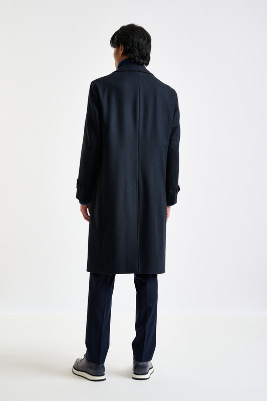 Dark Blue Wool Sheffield Overcoat Zeus - View 2