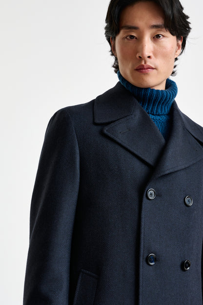 Dark Blue Wool Sheffield Overcoat Zeus - View 3