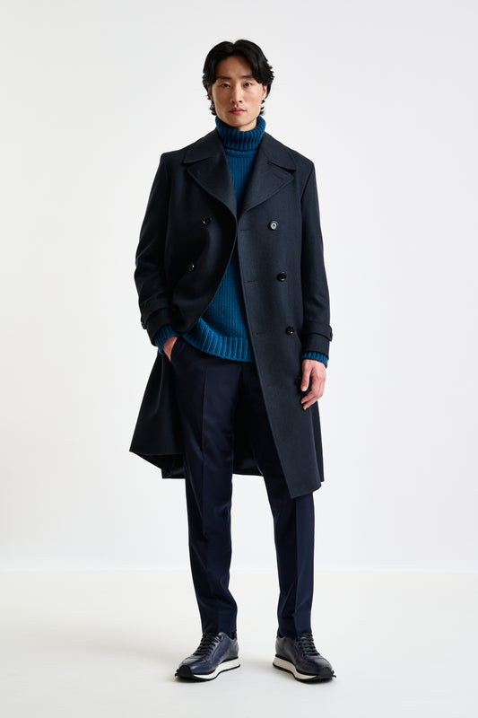 Dark Blue Wool Sheffield Overcoat Zeus - View 5