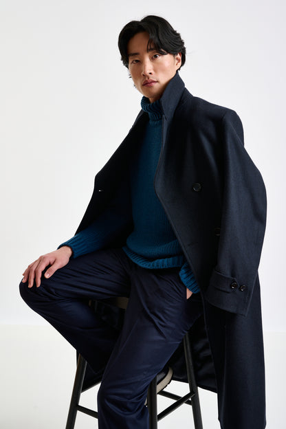 Dark Blue Wool Sheffield Overcoat Zeus - View 9