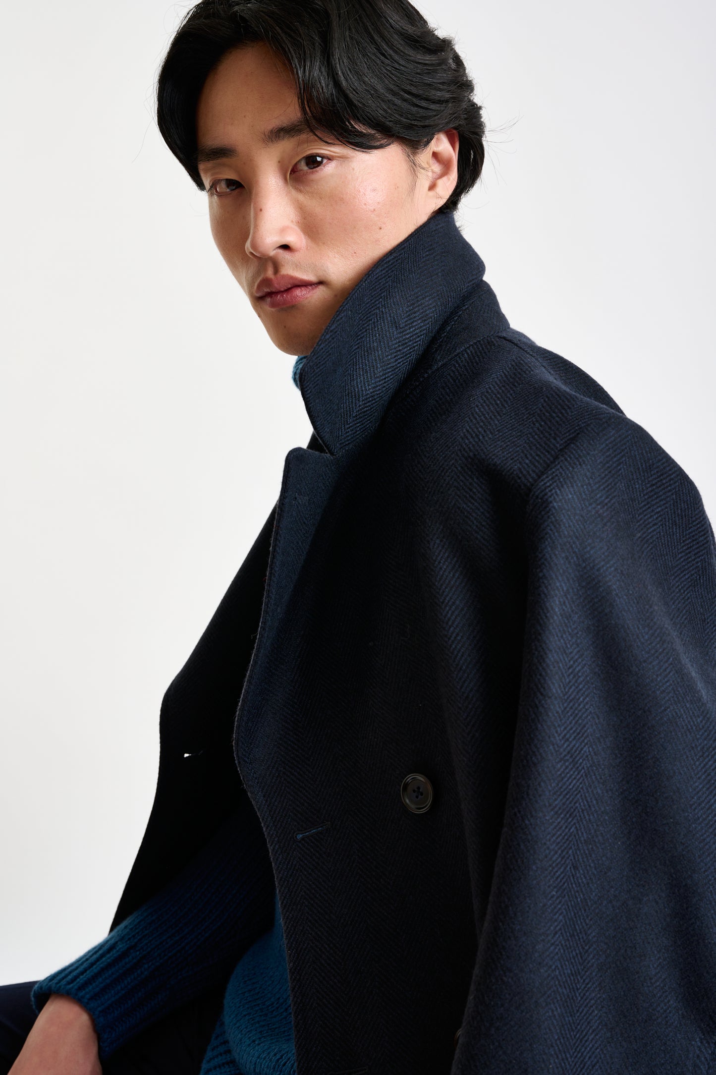 Dark Blue Wool Sheffield Overcoat Zeus - View 10