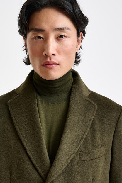 Olive Green Wool Hereford Overcoat Zeus - View 3