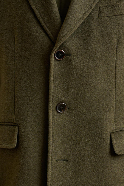 Olive Green Wool Hereford Overcoat Zeus - View 4