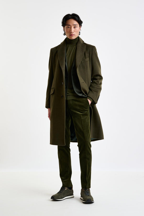 Olive Green Wool Hereford Overcoat Zeus - View 7