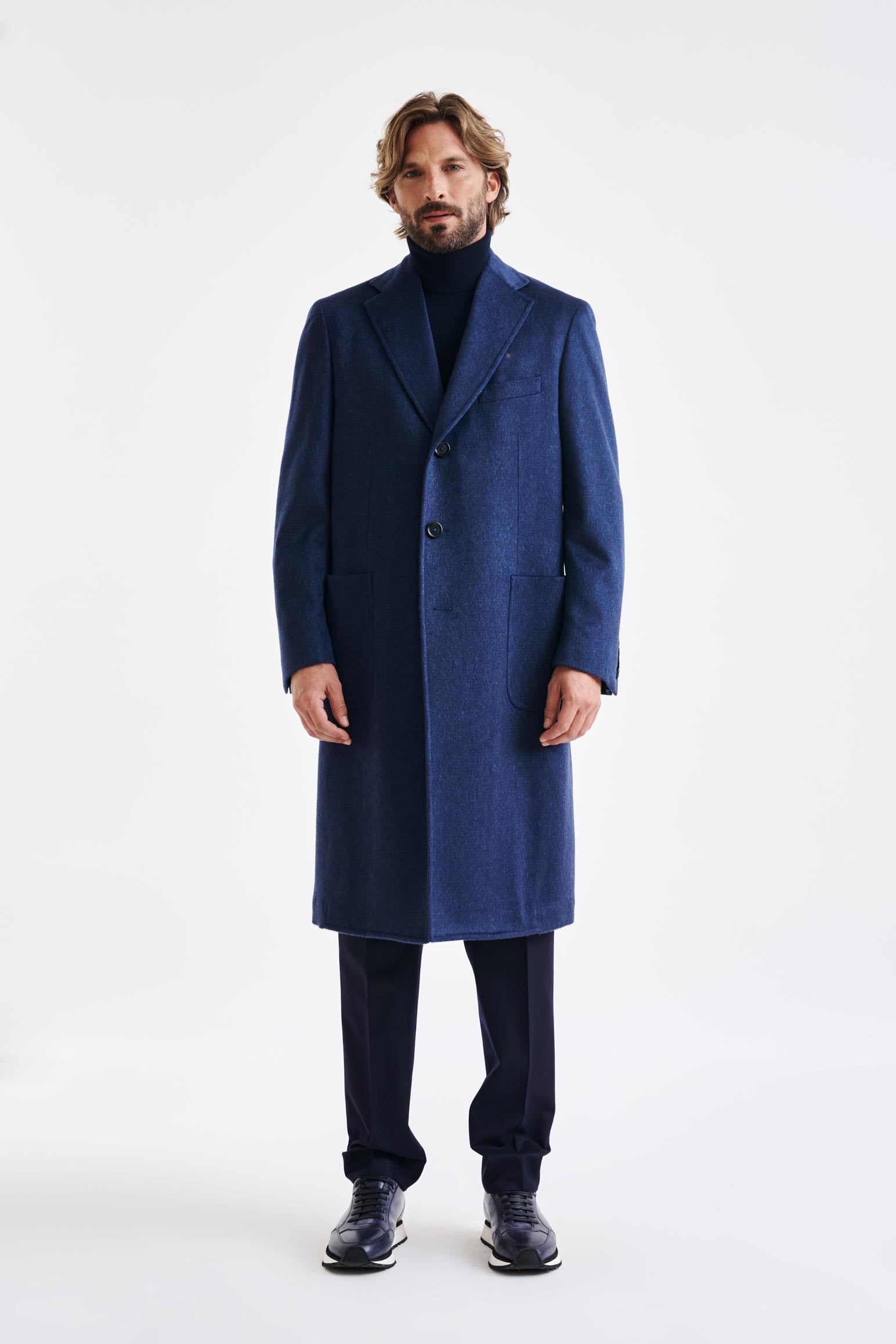 Blue Wool Lincoln Overcoat Zeus - View 1