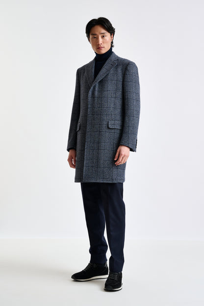 Blue Checked Wool Lincoln Overcoat Zeus - View 1