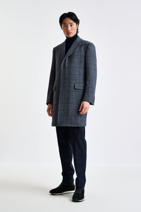 Blue Checked Wool Lincoln Overcoat Zeus - View 1