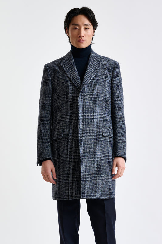 Blue Checked Wool Lincoln Overcoat Zeus - View 2