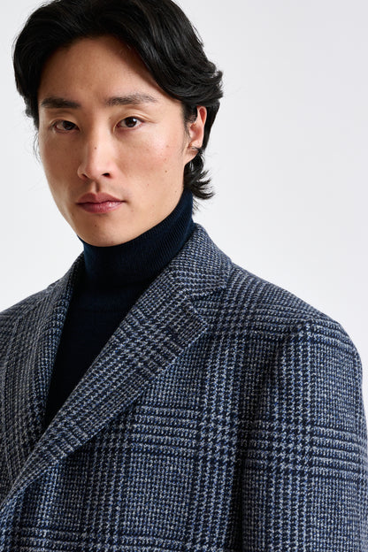 Blue Checked Wool Lincoln Overcoat Zeus - View 3