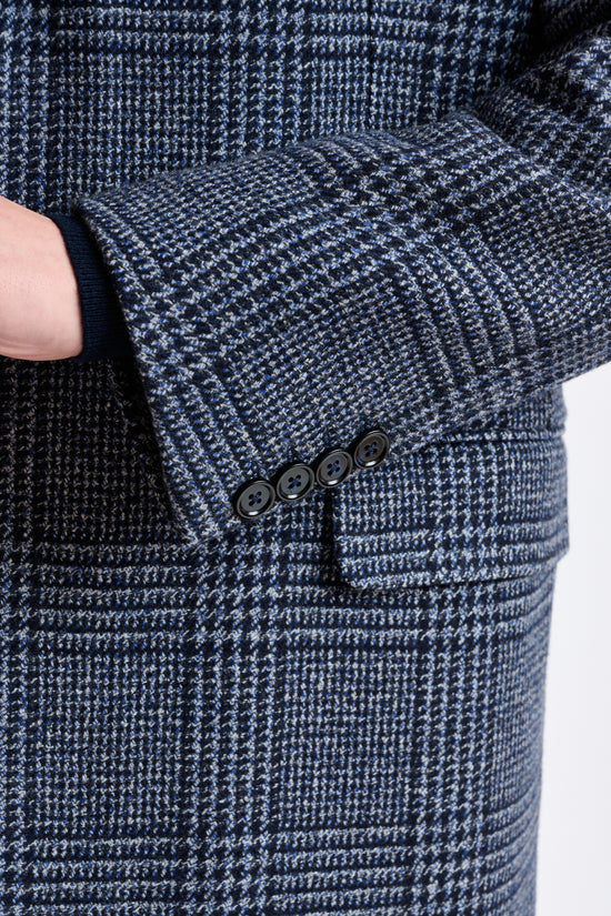 Blue Checked Wool Lincoln Overcoat Zeus - View 5
