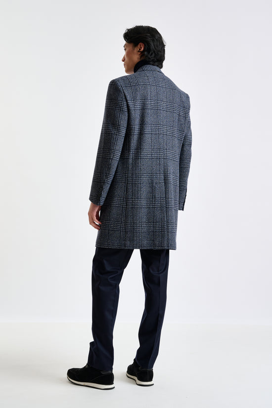 Blue Checked Wool Lincoln Overcoat Zeus - View 8
