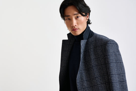 Blue Checked Wool Lincoln Overcoat Zeus - View 9