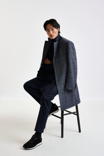 Blue Checked Wool Lincoln Overcoat Zeus - View 11