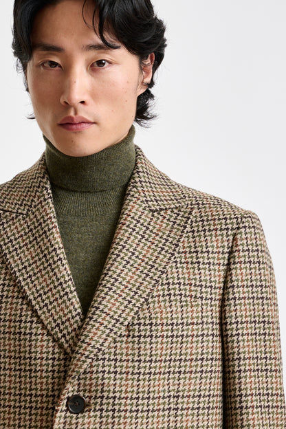 Check Brown Wool Tailored Overcoat - View 3