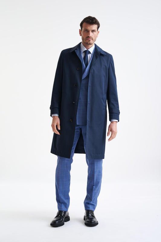 Dark Blue 100% Wool Sheffield Coat - View Two