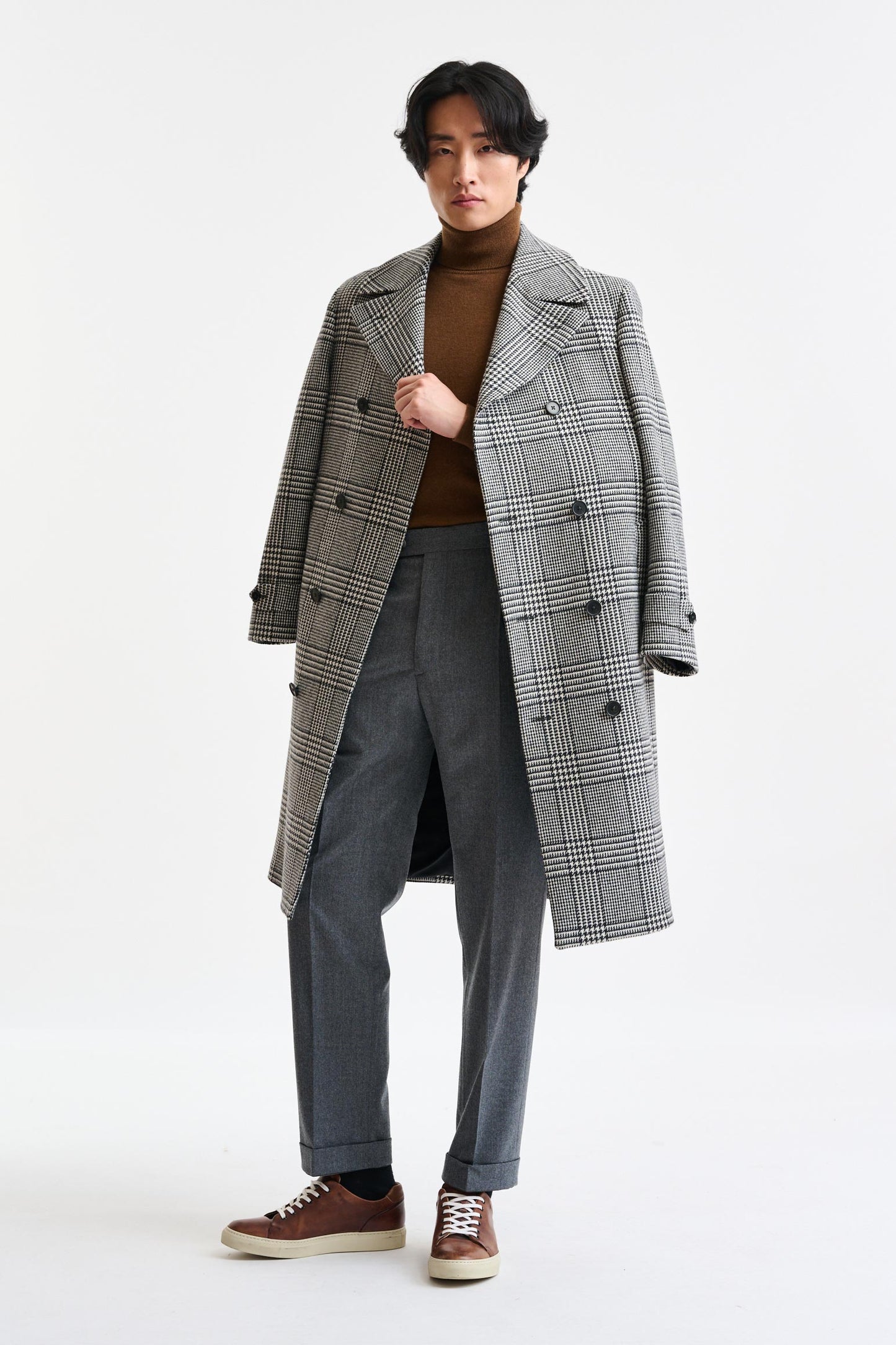 Black & White Wool & Cashmere Sheffield Overcoat Zeus - Image 1