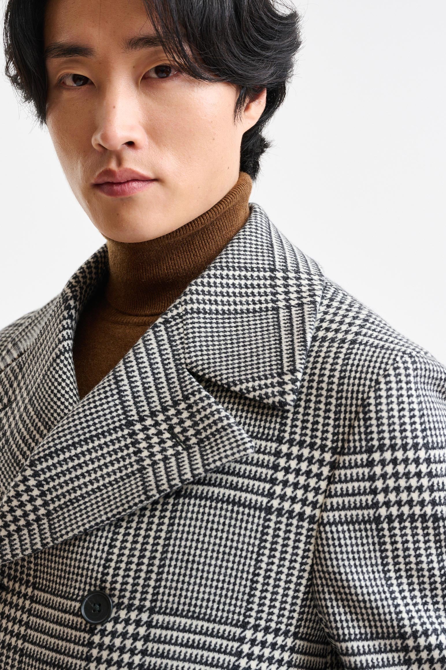 Black & White Wool & Cashmere Sheffield Overcoat Zeus - Image 3
