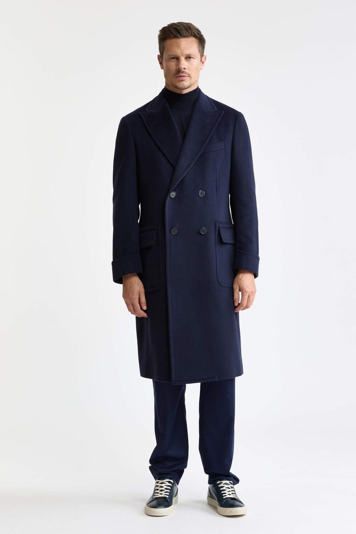 Dark Blue 100% Wool Guildford Overcoat Zeus