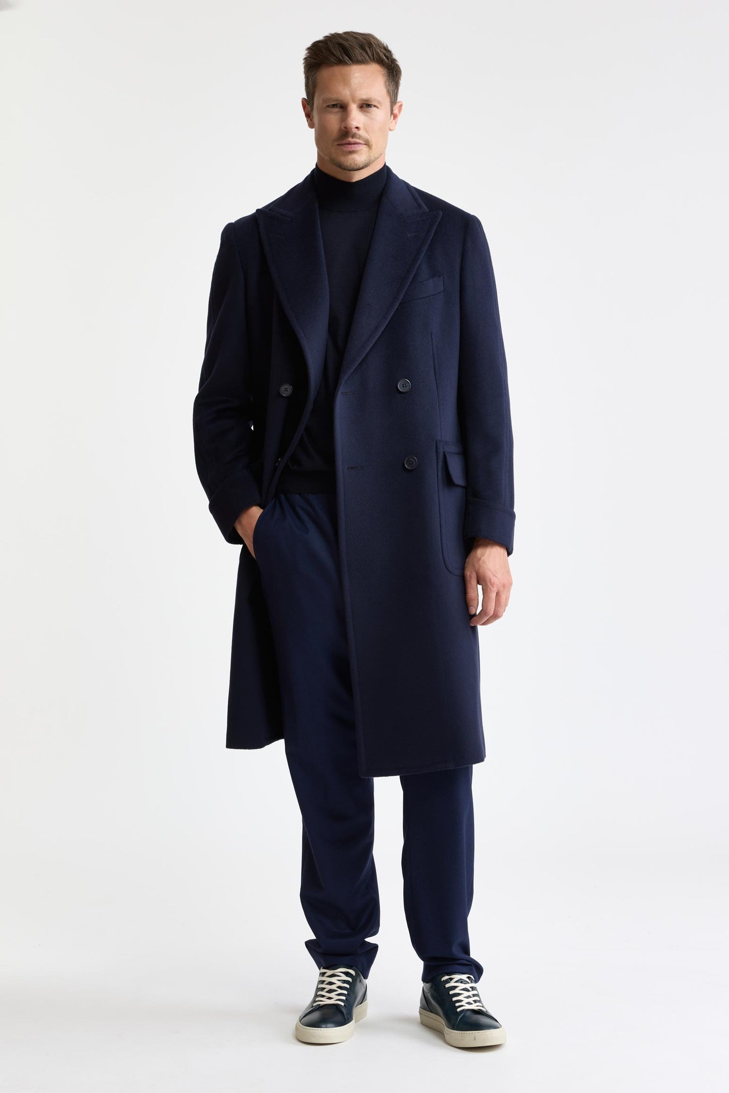 Dark Blue 100% Wool Guildford Overcoat Zeus