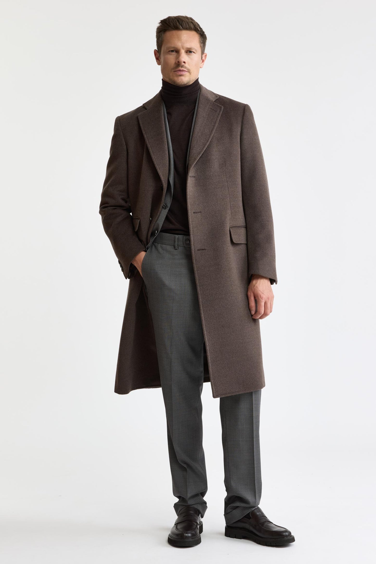 Dark Brown 100% Wool Hereford Overcoat Zeus