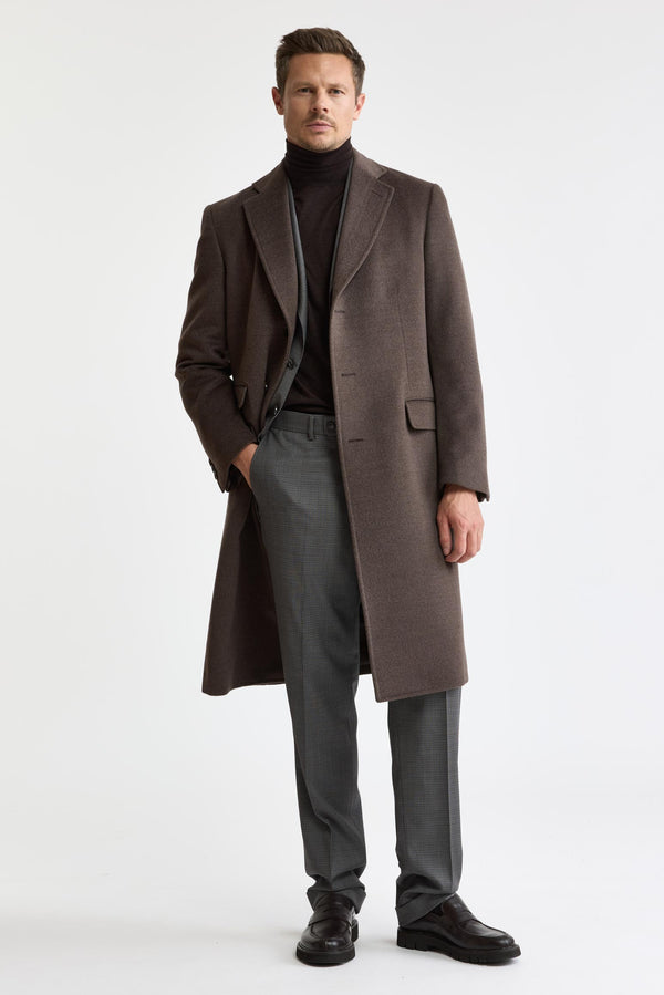 Dark Brown 100% Wool Hereford Overcoat Zeus