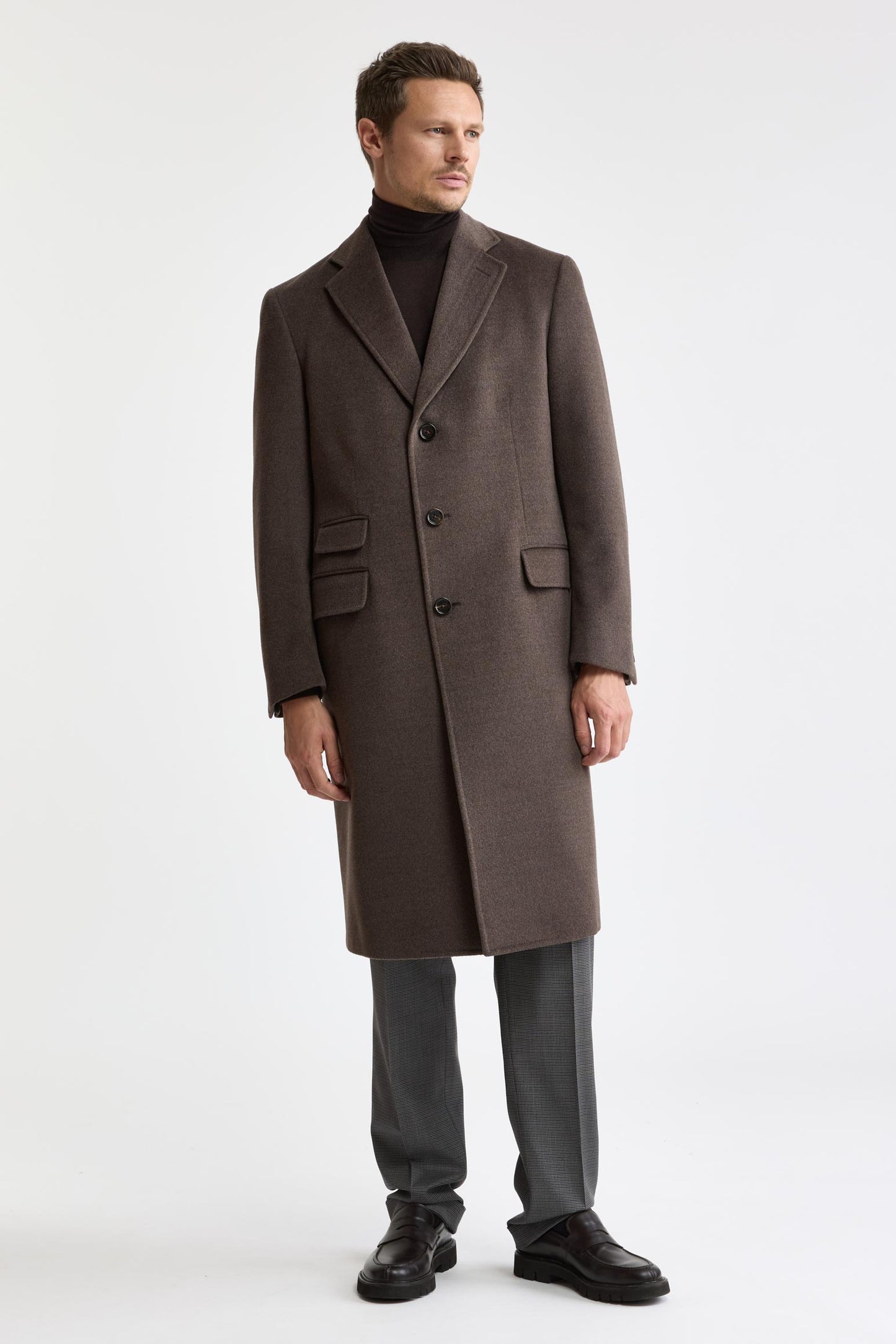 Dark Brown 100% Wool Hereford Overcoat Zeus