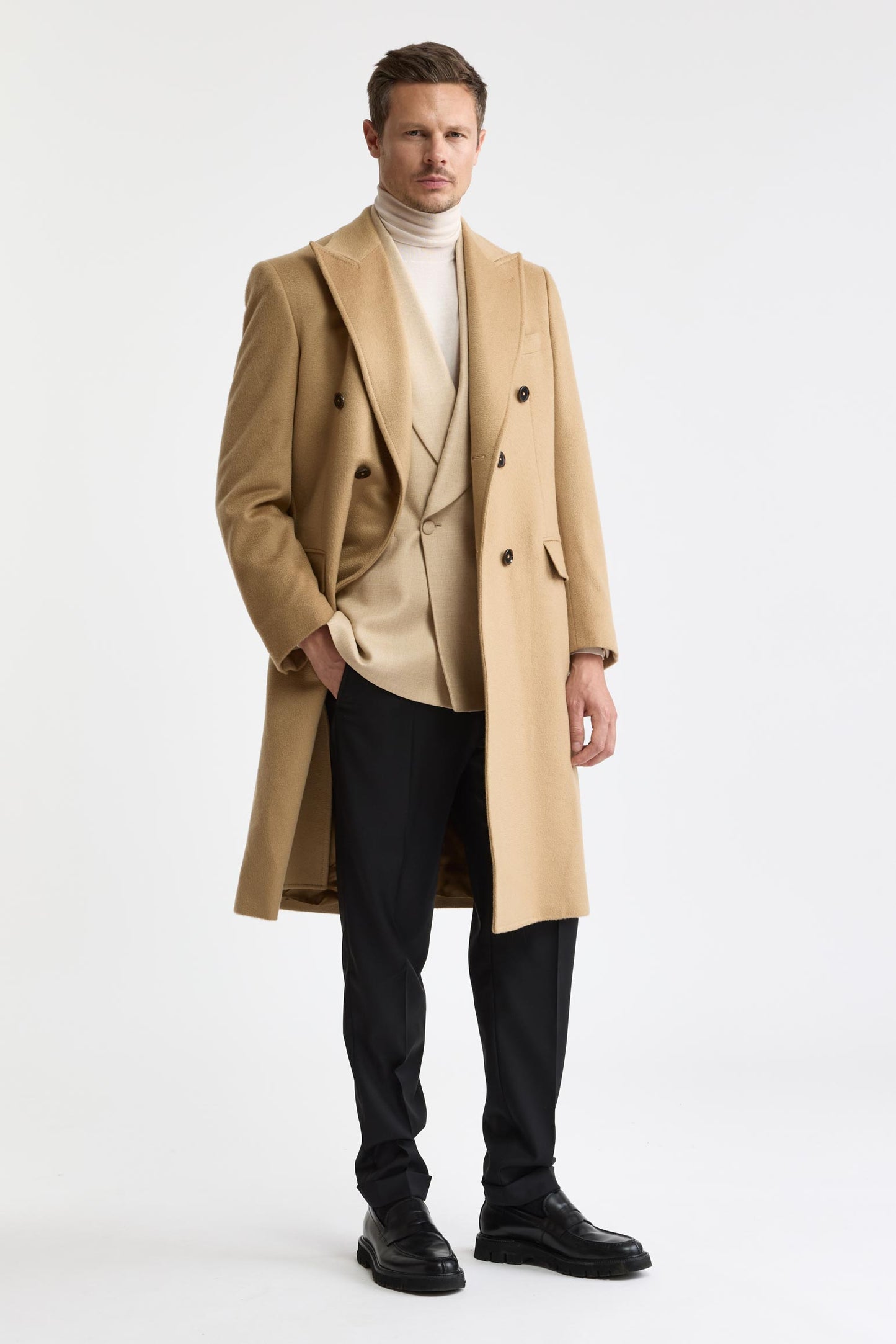 Manteau Hereford Zeus marron clair, 100 % cachemire