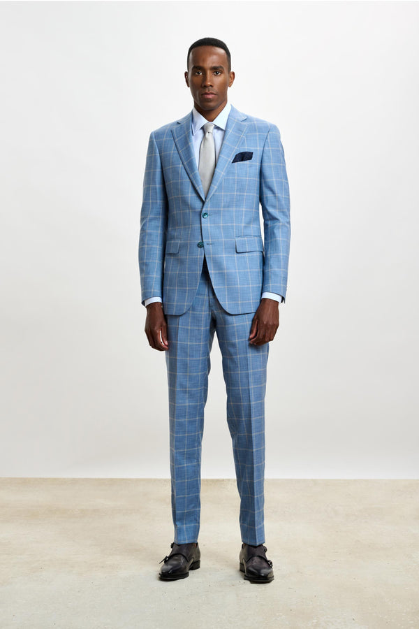 Light Blue Check Soho Suit Sleek