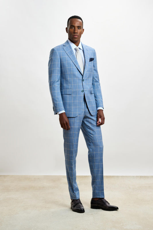 Soho Suit Sleek Light Blue Check - View 4