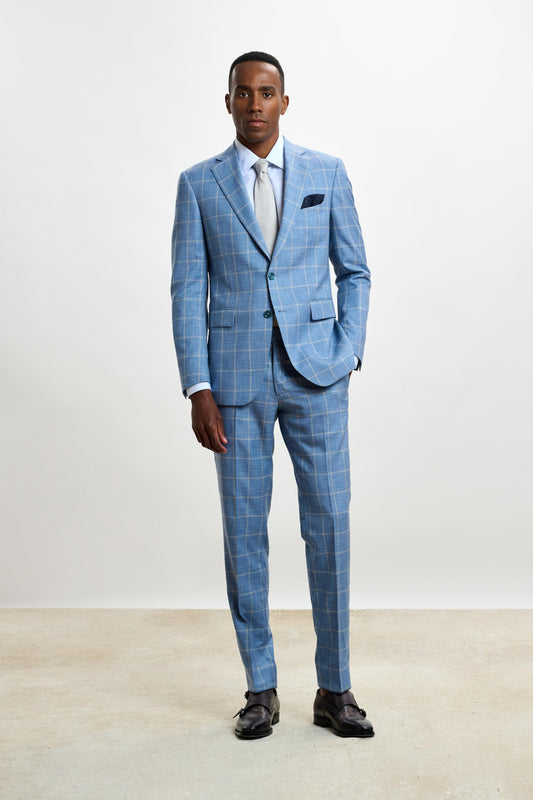 Soho Suit Sleek Light Blue Check - View 6