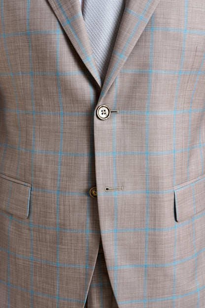 Kenton Suit Sleek Check Beige Turquoise - View 4