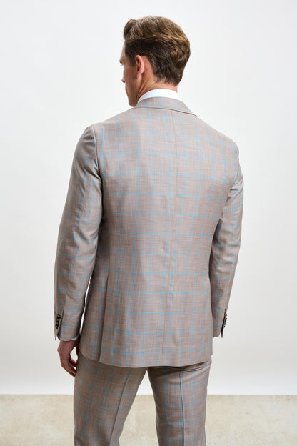 Kenton Suit Sleek Check Beige Turquoise - View 8