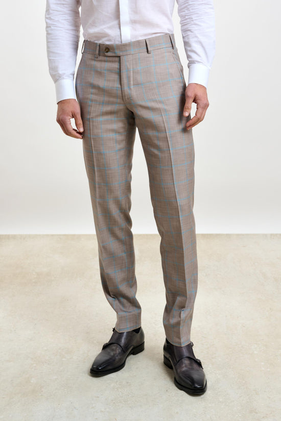 Kenton Suit Sleek Check Beige Turquoise - View 9