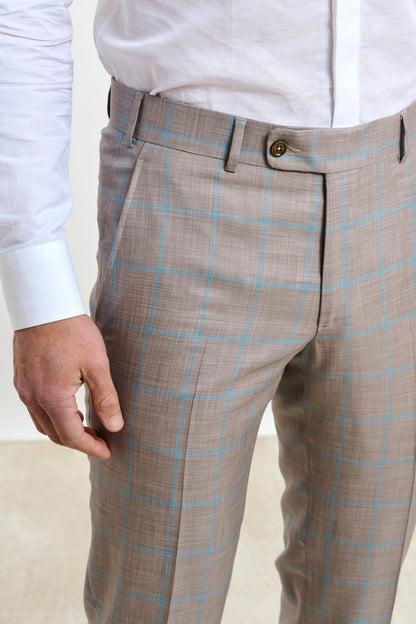 Kenton Suit Sleek Check Beige Turquoise - View 10