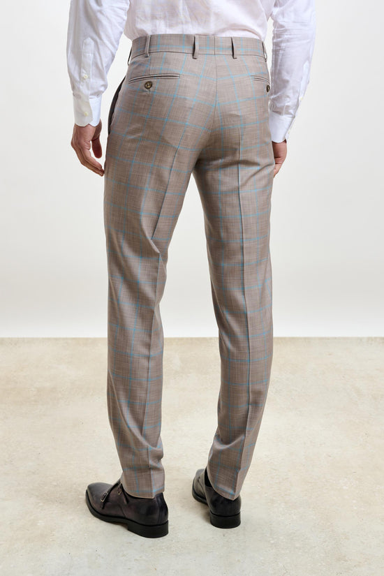 Kenton Suit Sleek Check Beige Turquoise - View 12