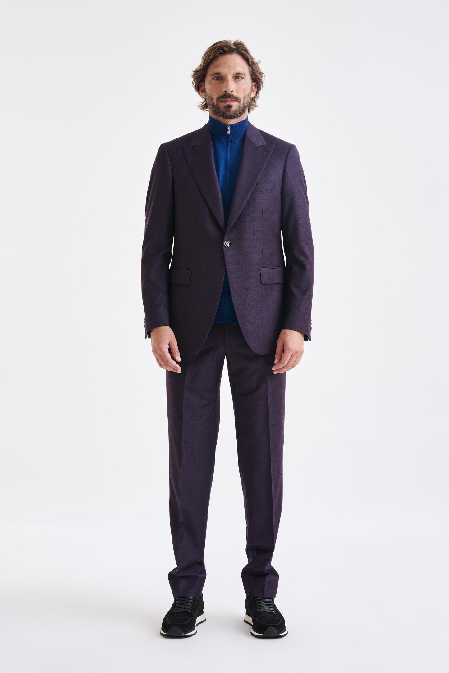 Purple Super 130's Wool Soho Suit Hybrid - View 1