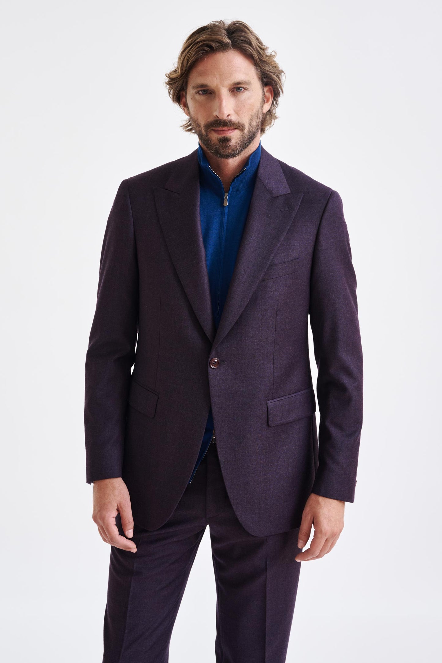 Purple Super 130's Wool Soho Suit Hybrid - View 2