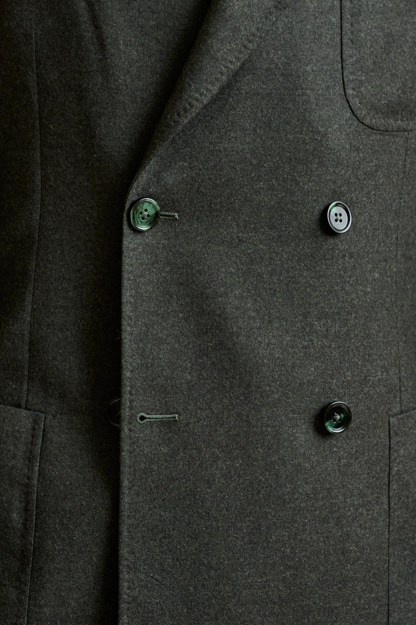 Green Super 100's Wool Kenton Suit Flannel Saxony