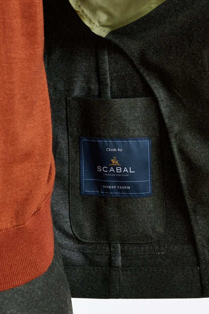 Green Super 100's Wool Kenton Suit Flannel Saxony - View 6