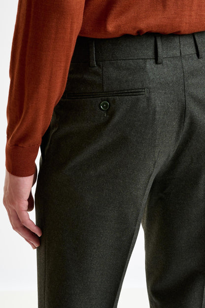 Green Super 100's Wool Kenton Suit Flannel Saxony - View 12