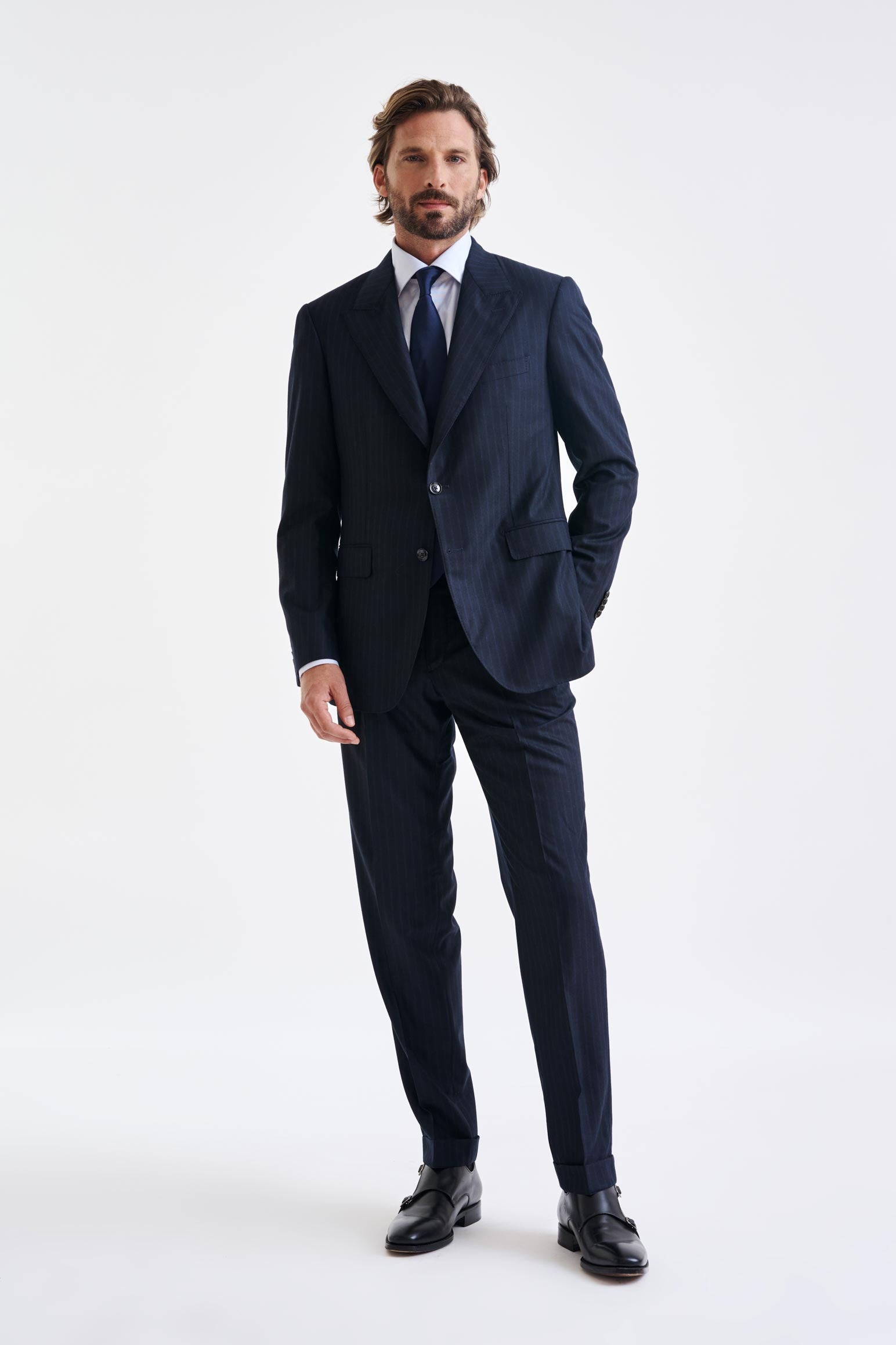 Dark Blue Super 180's Wool Soho Suit Royal Fanfare - View 1